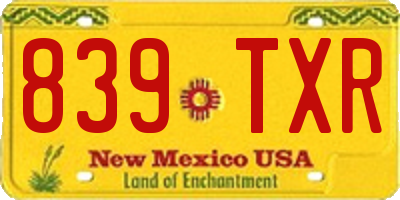 NM license plate 839TXR