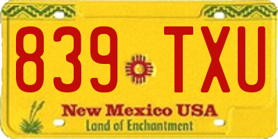 NM license plate 839TXU