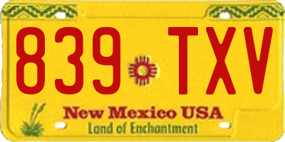 NM license plate 839TXV