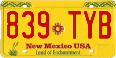 NM license plate 839TYB