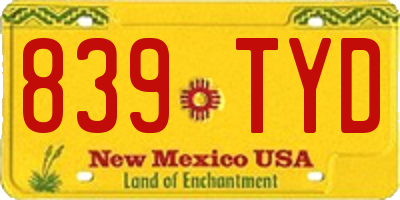 NM license plate 839TYD