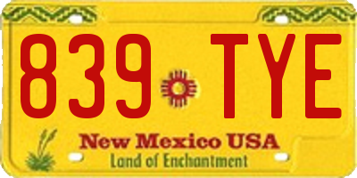 NM license plate 839TYE