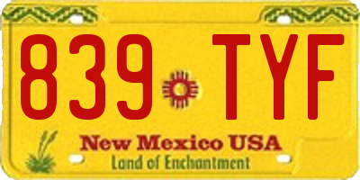 NM license plate 839TYF