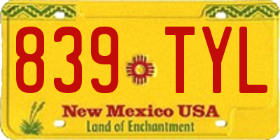 NM license plate 839TYL