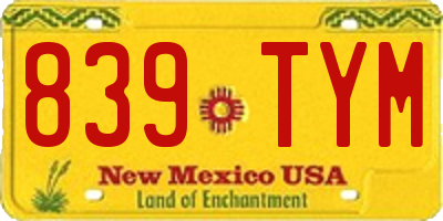 NM license plate 839TYM
