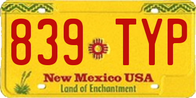 NM license plate 839TYP