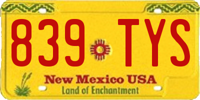 NM license plate 839TYS