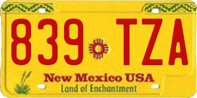 NM license plate 839TZA
