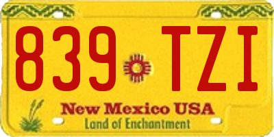 NM license plate 839TZI