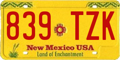 NM license plate 839TZK