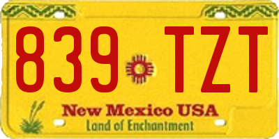 NM license plate 839TZT