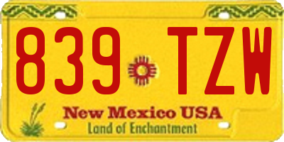 NM license plate 839TZW