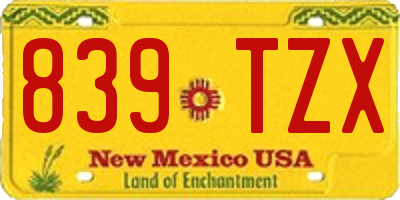 NM license plate 839TZX