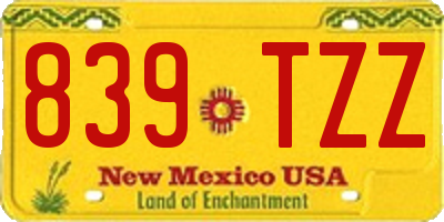 NM license plate 839TZZ