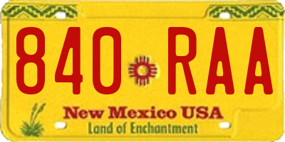 NM license plate 840RAA