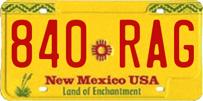 NM license plate 840RAG