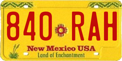 NM license plate 840RAH