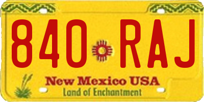 NM license plate 840RAJ