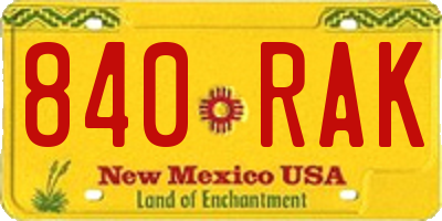 NM license plate 840RAK