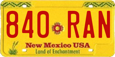 NM license plate 840RAN