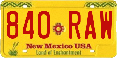 NM license plate 840RAW