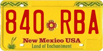 NM license plate 840RBA