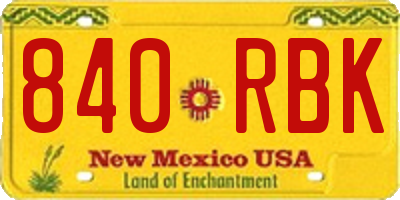 NM license plate 840RBK