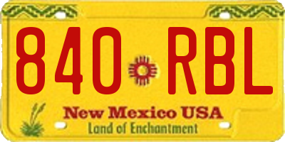 NM license plate 840RBL