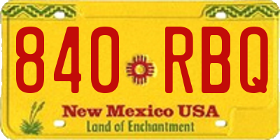 NM license plate 840RBQ