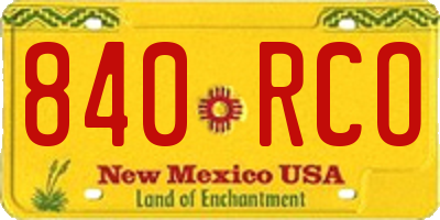 NM license plate 840RCO