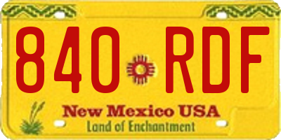 NM license plate 840RDF