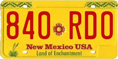 NM license plate 840RDO