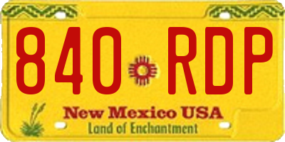 NM license plate 840RDP