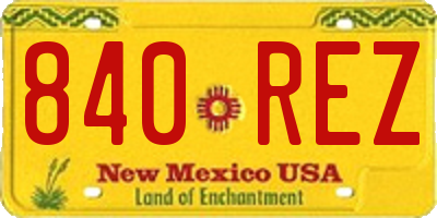 NM license plate 840REZ