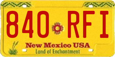 NM license plate 840RFI