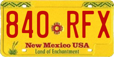 NM license plate 840RFX
