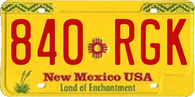 NM license plate 840RGK