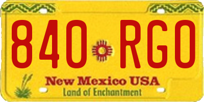 NM license plate 840RGO