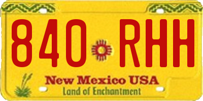 NM license plate 840RHH