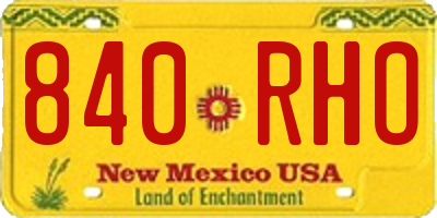 NM license plate 840RHO