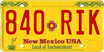 NM license plate 840RIK
