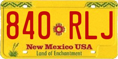 NM license plate 840RLJ