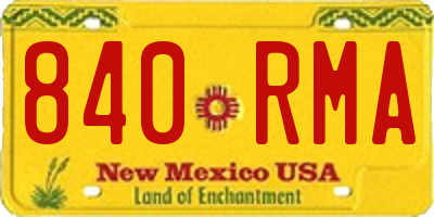 NM license plate 840RMA