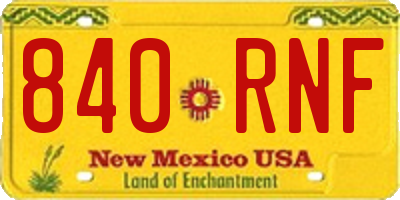 NM license plate 840RNF