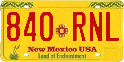 NM license plate 840RNL