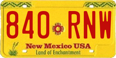 NM license plate 840RNW