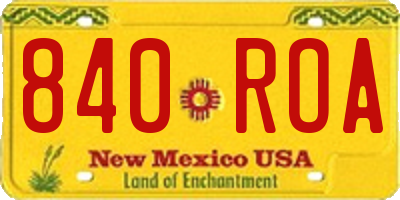 NM license plate 840ROA