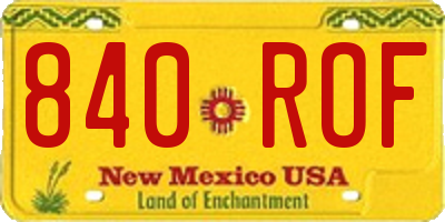 NM license plate 840ROF