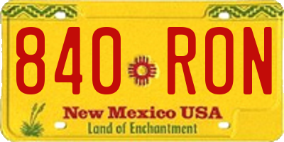 NM license plate 840RON