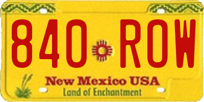 NM license plate 840ROW